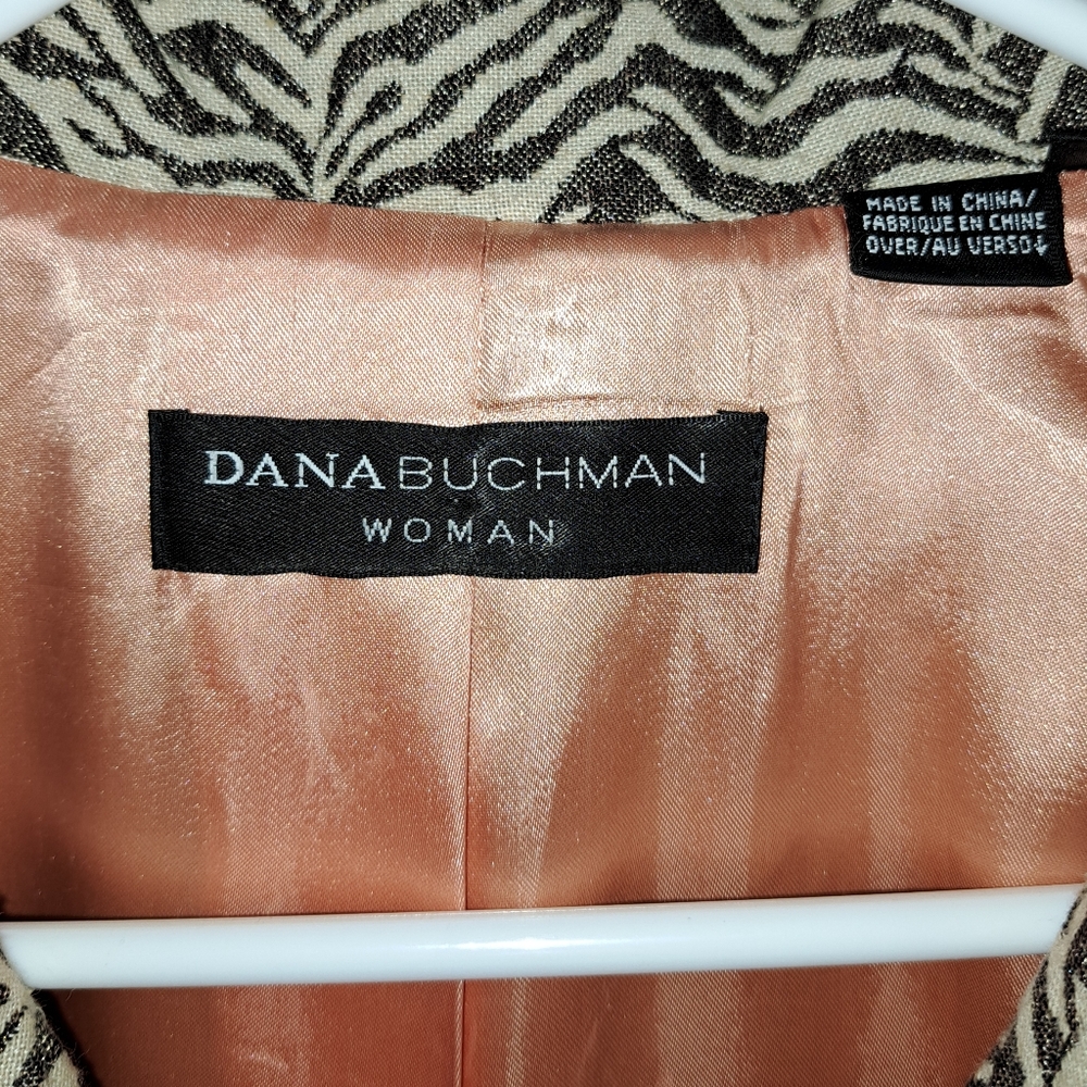 Dana Buchman Woman Animal Print Coat sz 16 Tan Brown - Picture 3 of 5